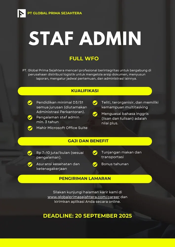 Iklan Lowongan Kerja Staf Admin