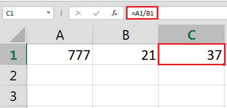 Rumus pembagian excel