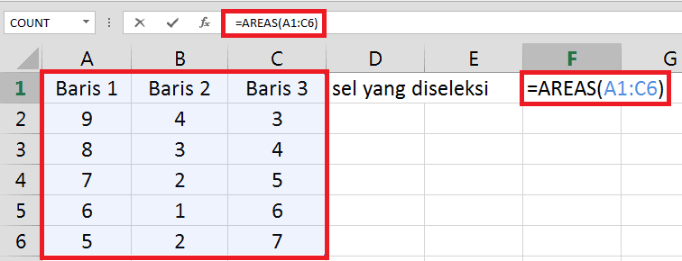 Fungsi rumus AREAS