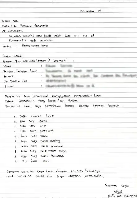 Syarat melamar pekerjaan di pabrik